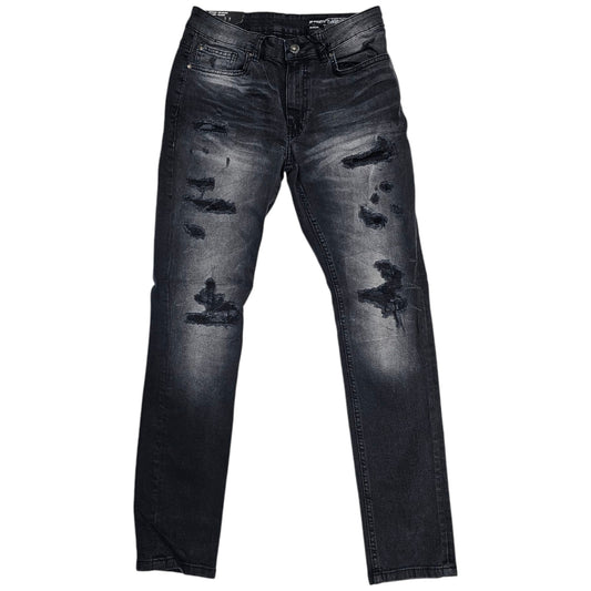 M SOCIETY RIP AND REPAIR BLACK JEANS MS-80382
