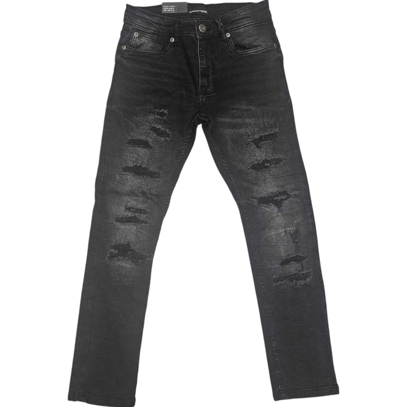 THREAD THEORY MENS SKINNY FIT JEANS BLACK TT-50111