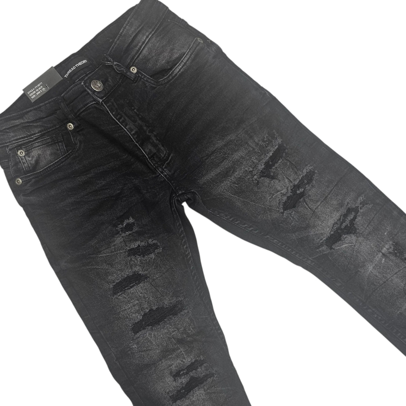 THREAD THEORY MENS SKINNY FIT JEANS BLACK TT-50111