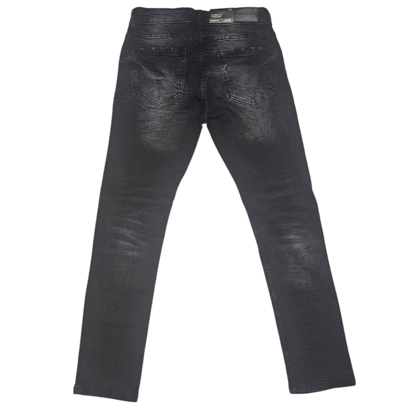 THREAD THEORY MENS SKINNY FIT JEANS BLACK TT-50111
