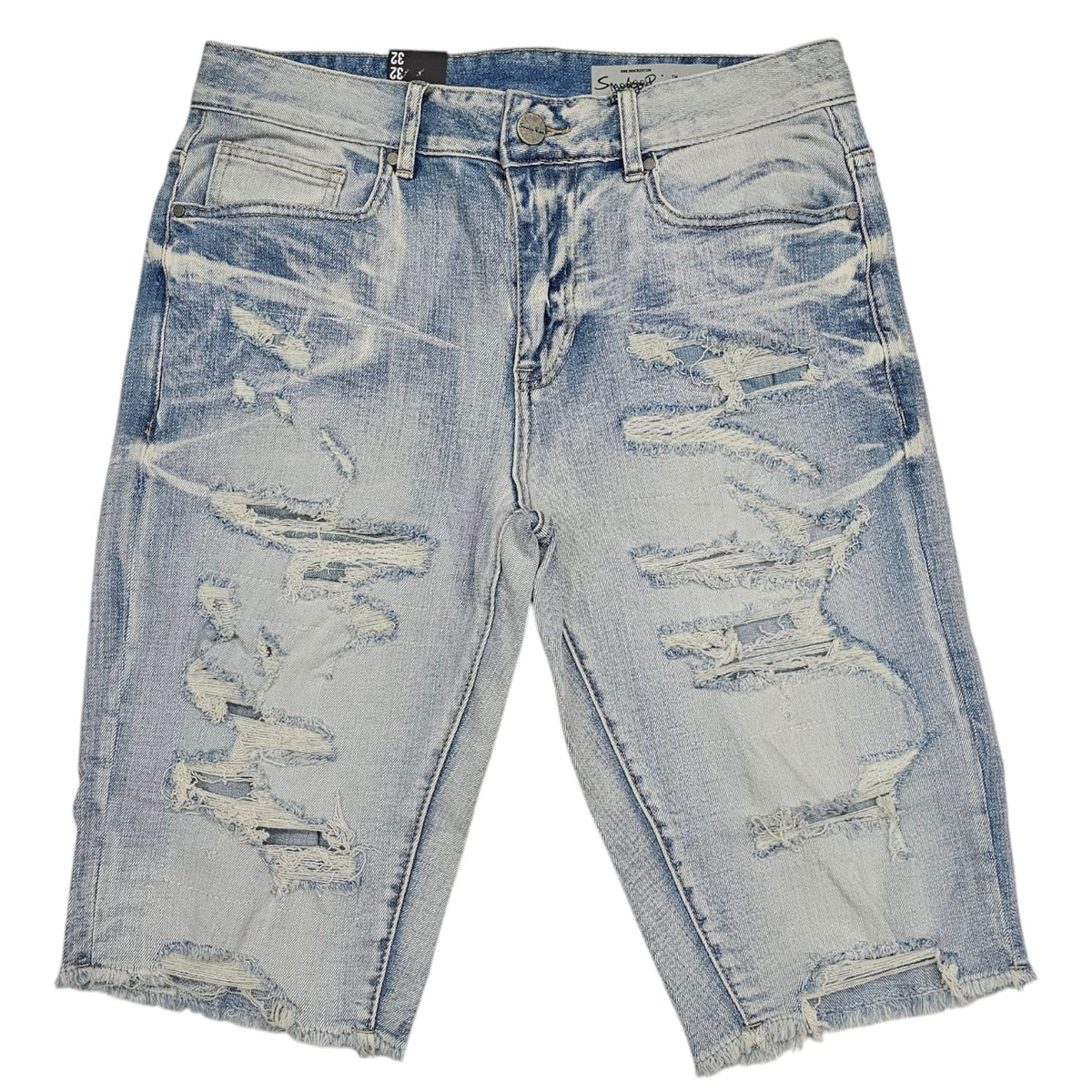 RISE DENIM SHORT DISTRESSED RIP & REPAIR SANTORINI JS21121