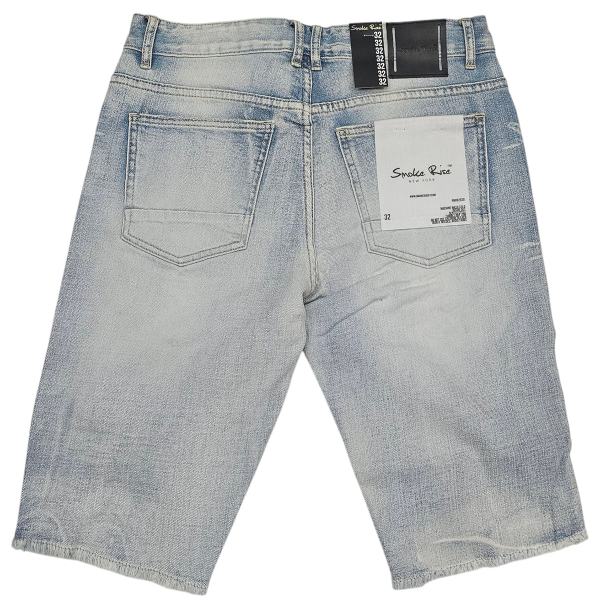 RISE DENIM SHORT DISTRESSED RIP & REPAIR SANTORINI JS21121