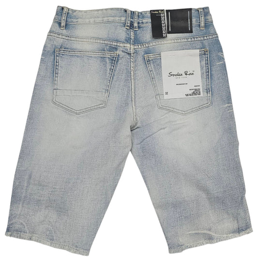 RISE DENIM SHORT DISTRESSED RIP & REPAIR SANTORINI JS21121