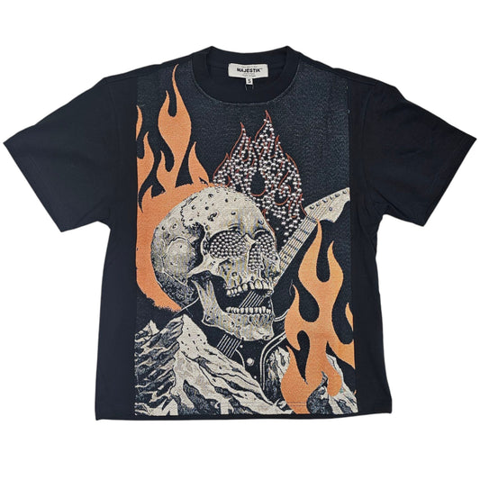 MAJESTIK ROCK ON SKULL TAPESTRY JACQUARD T-SHIRT CE2523