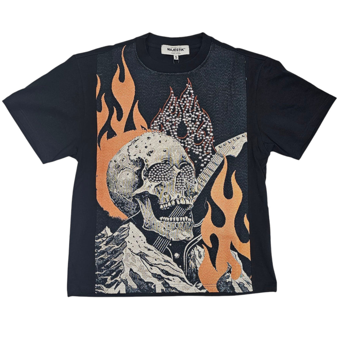 MAJESTIK ROCK ON SKULL TAPESTRY JACQUARD T-SHIRT CE2523 – ROS 3