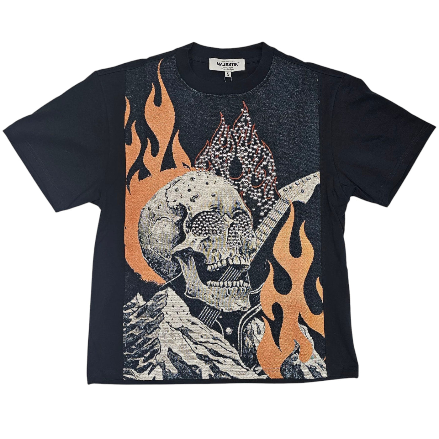 MAJESTIK ROCK ON SKULL TAPESTRY JACQUARD T-SHIRT CE2523