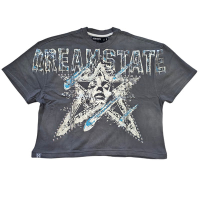 HUDSON MEN'S DREAM STATE OVERSIZED CROPPED T-SHIRT GREY 320GSM