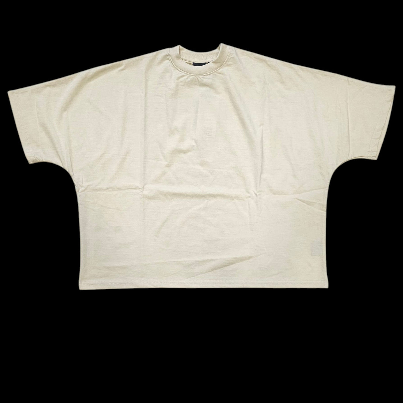 REBEL MEN'S PLAIN OVERSIZED CUT OFF T-SHIRT CREAM 100111