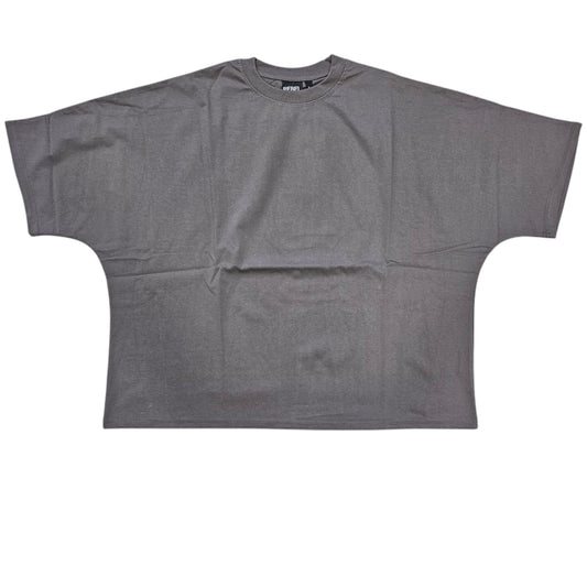 REBEL MEN'S PLAIN OVERSIZED CUT OFF T-SHIRT GREY 100111