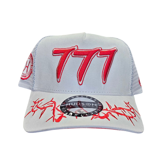 HUDSON SUEDE TRUCKER HAT WHITE & RED