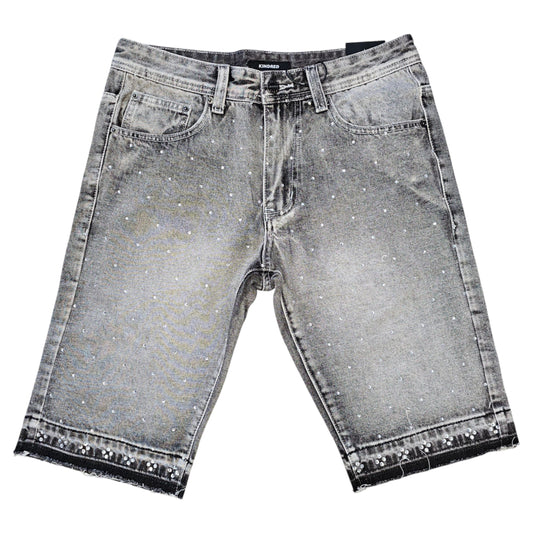 KINDRED RHINESTONE DENIM SHORTS 2214 GRAY
