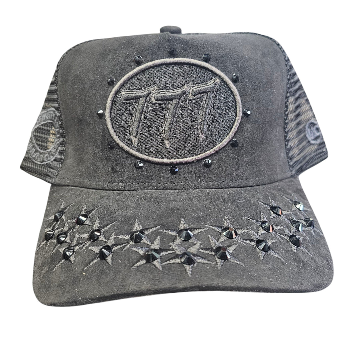 HUDSON SUEDE TRUCKER HAT WITH RHINESTONES BLACK