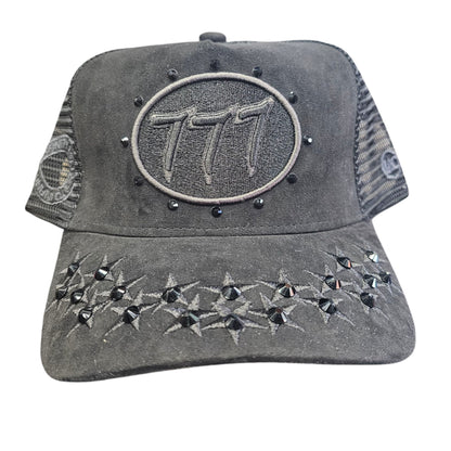 HUDSON SUEDE TRUCKER HAT WITH RHINESTONES BLACK