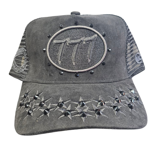 HUDSON SUEDE TRUCKER HAT WITH RHINESTONES BLACK