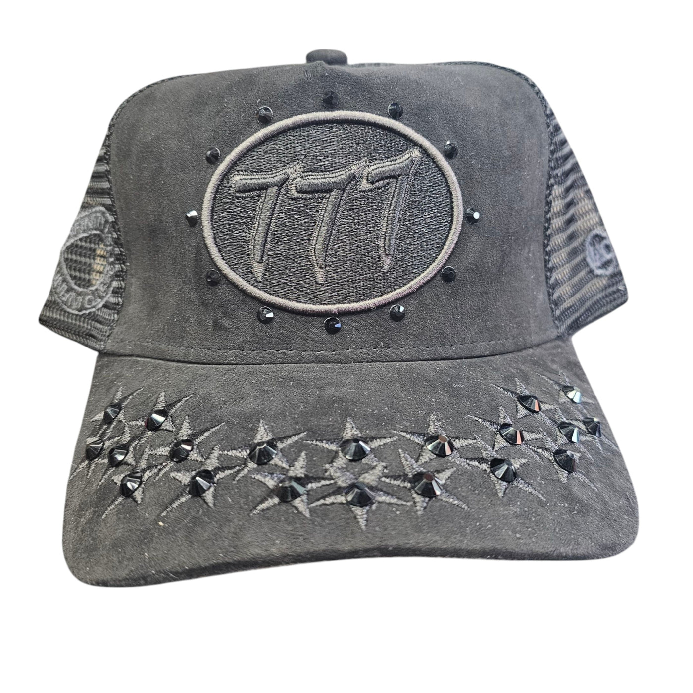 HUDSON SUEDE TRUCKER HAT WITH RHINESTONES BLACK