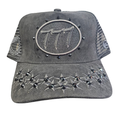HUDSON SUEDE TRUCKER HAT WITH RHINESTONES BLACK