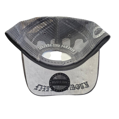 HUDSON SUEDE TRUCKER HAT WITH RHINESTONES GRAY