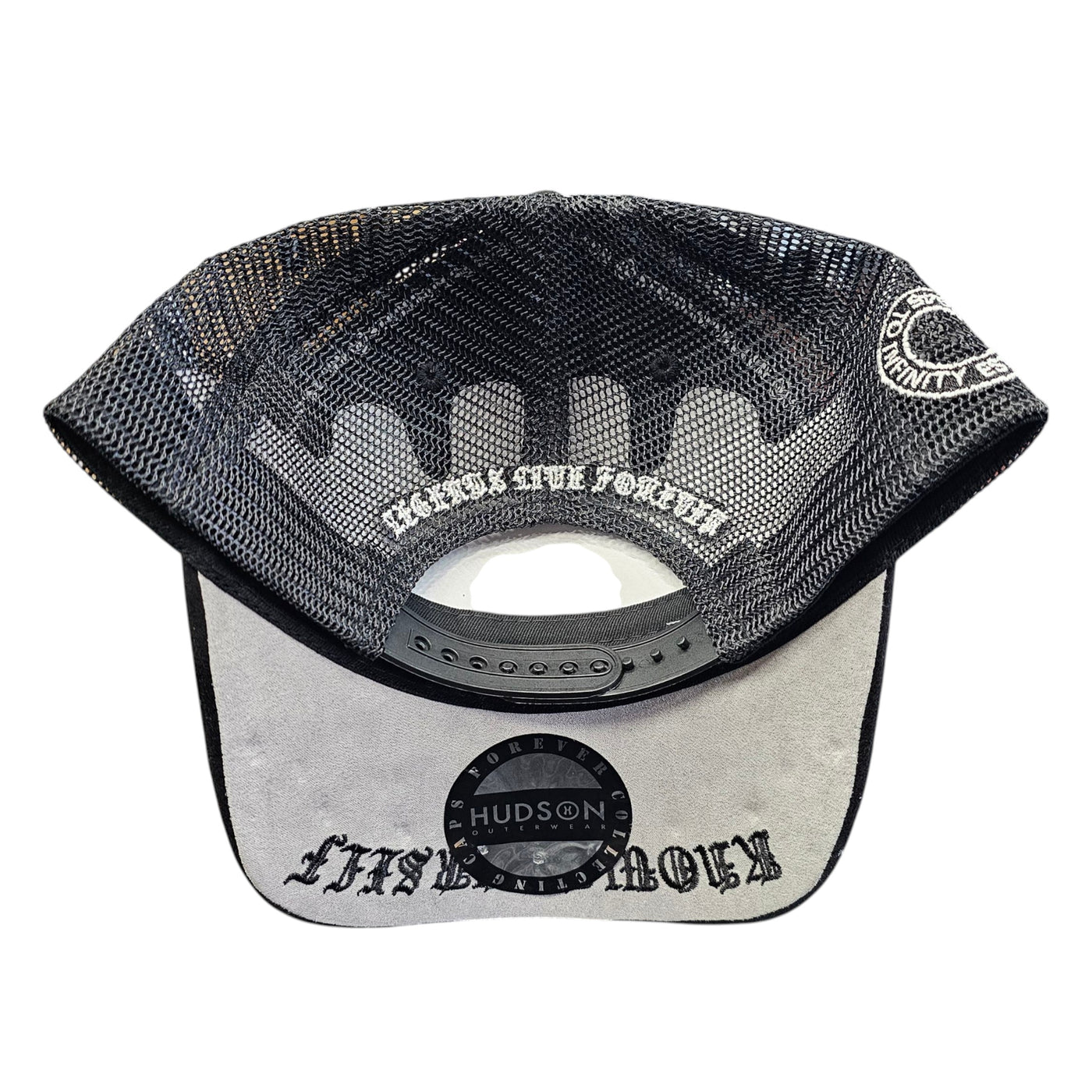 HUDSON SUEDE TRUCKER HAT WITH RHINESTONES BLACK & WHITE