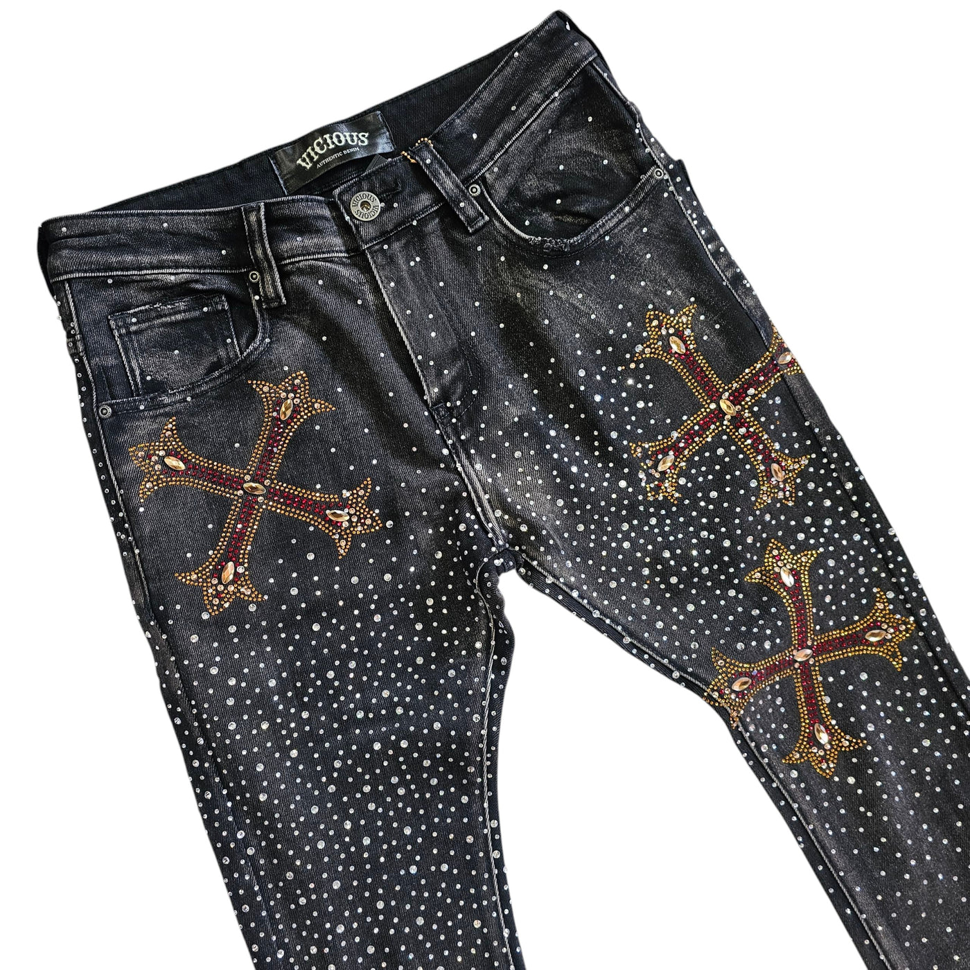 VICIOUS RHINESTONE FLARE PREMIUM DENIM VC753R