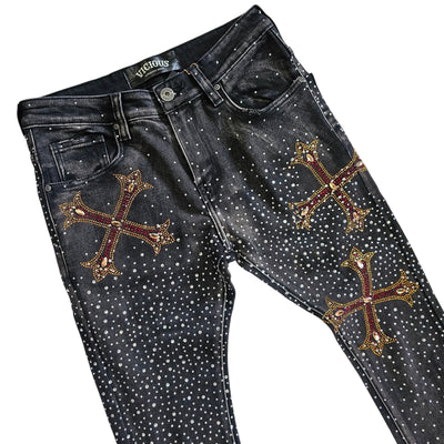 VICIOUS RHINESTONE FLARE PREMIUM DENIM VC753R