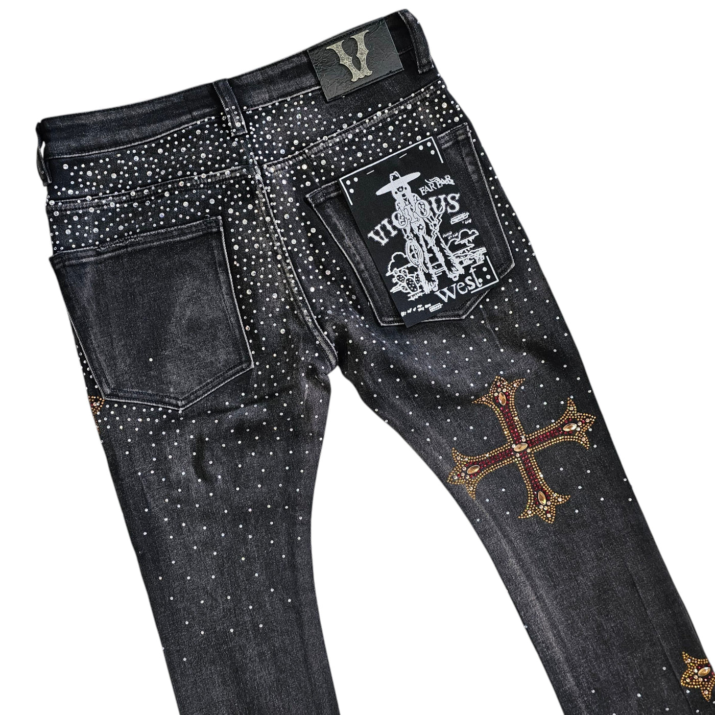 VICIOUS RHINESTONE FLARE PREMIUM DENIM VC753R