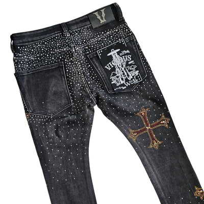 VICIOUS RHINESTONE FLARE PREMIUM DENIM VC753R
