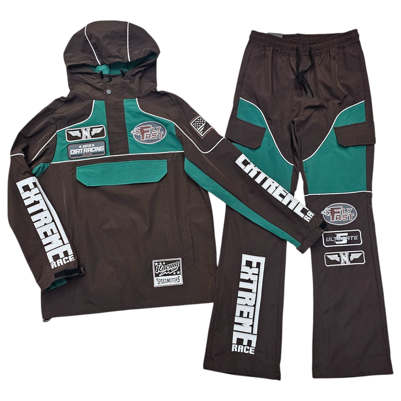 REBEL RACING NYLON SET STACKED BROWN