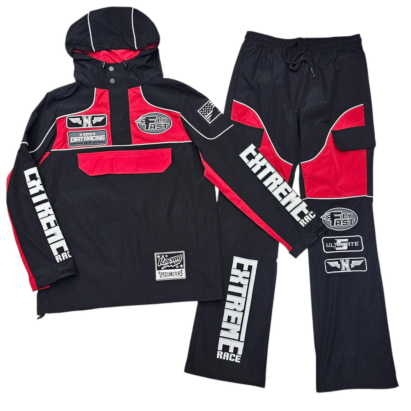 REBEL RACING NYLON SET STACKED BLACK/RED