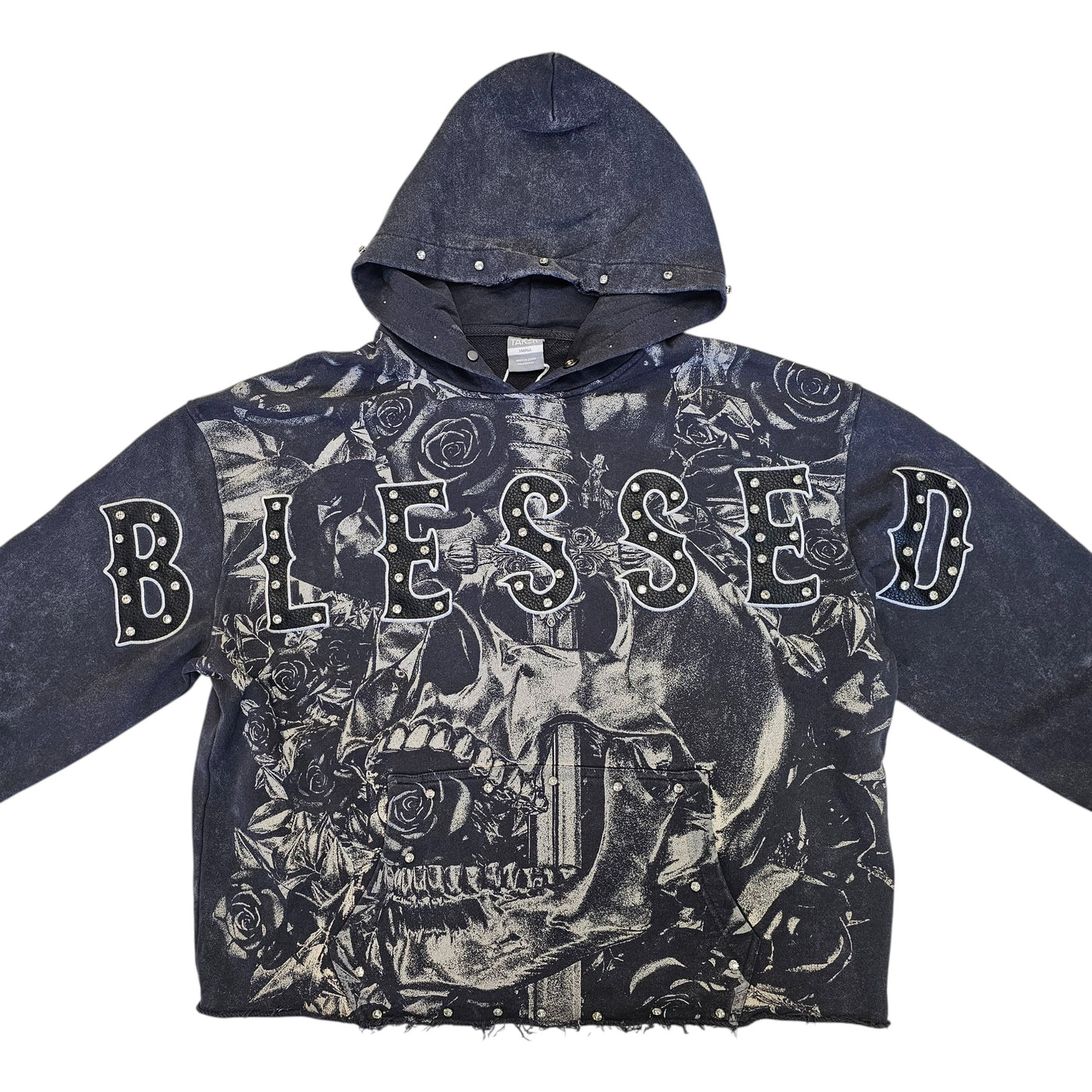 TAKER BLESSED CROPPED OVERSIZED HOODIE GREY