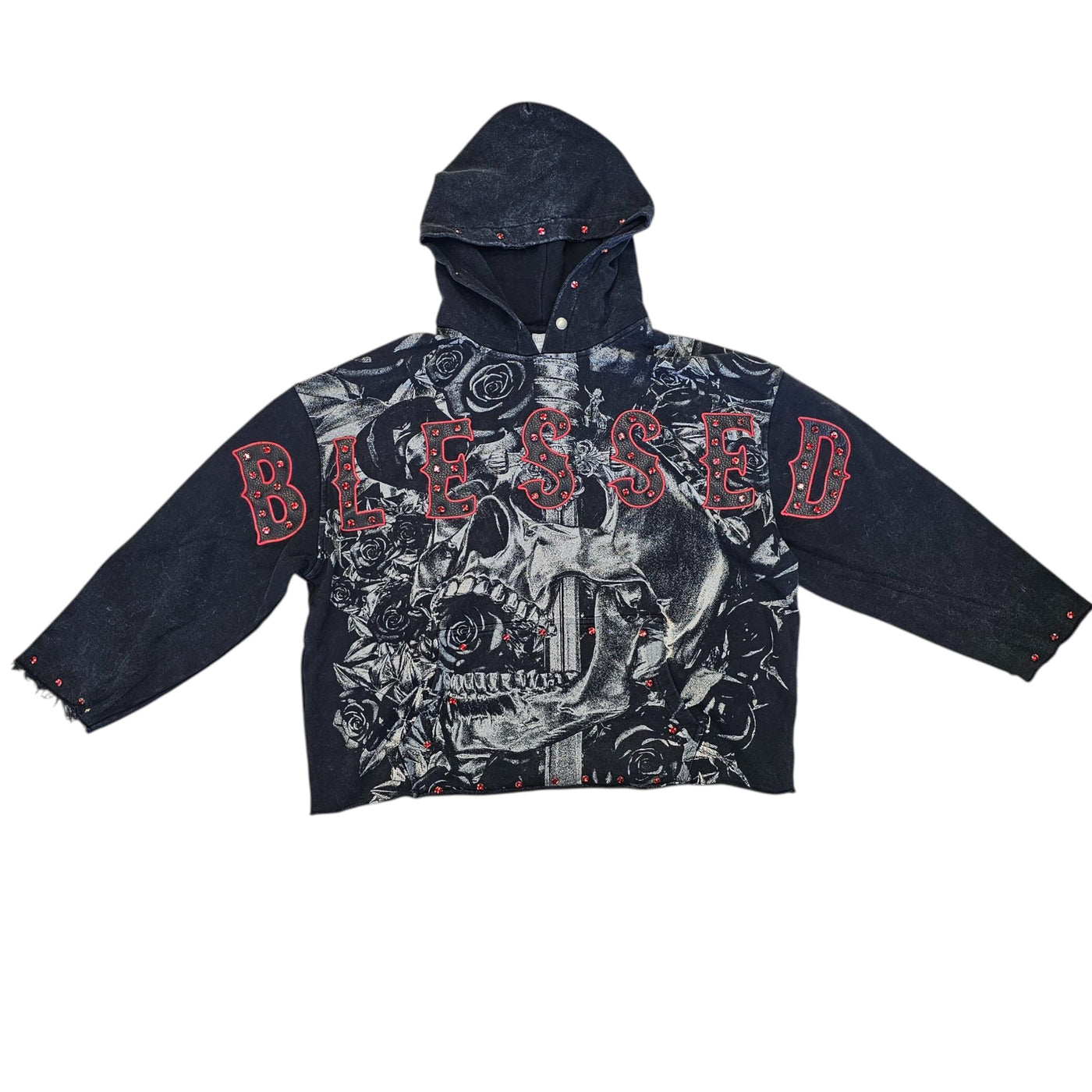 TAKER BLESSED CROPPED OVERSIZED HOODIE BLACK