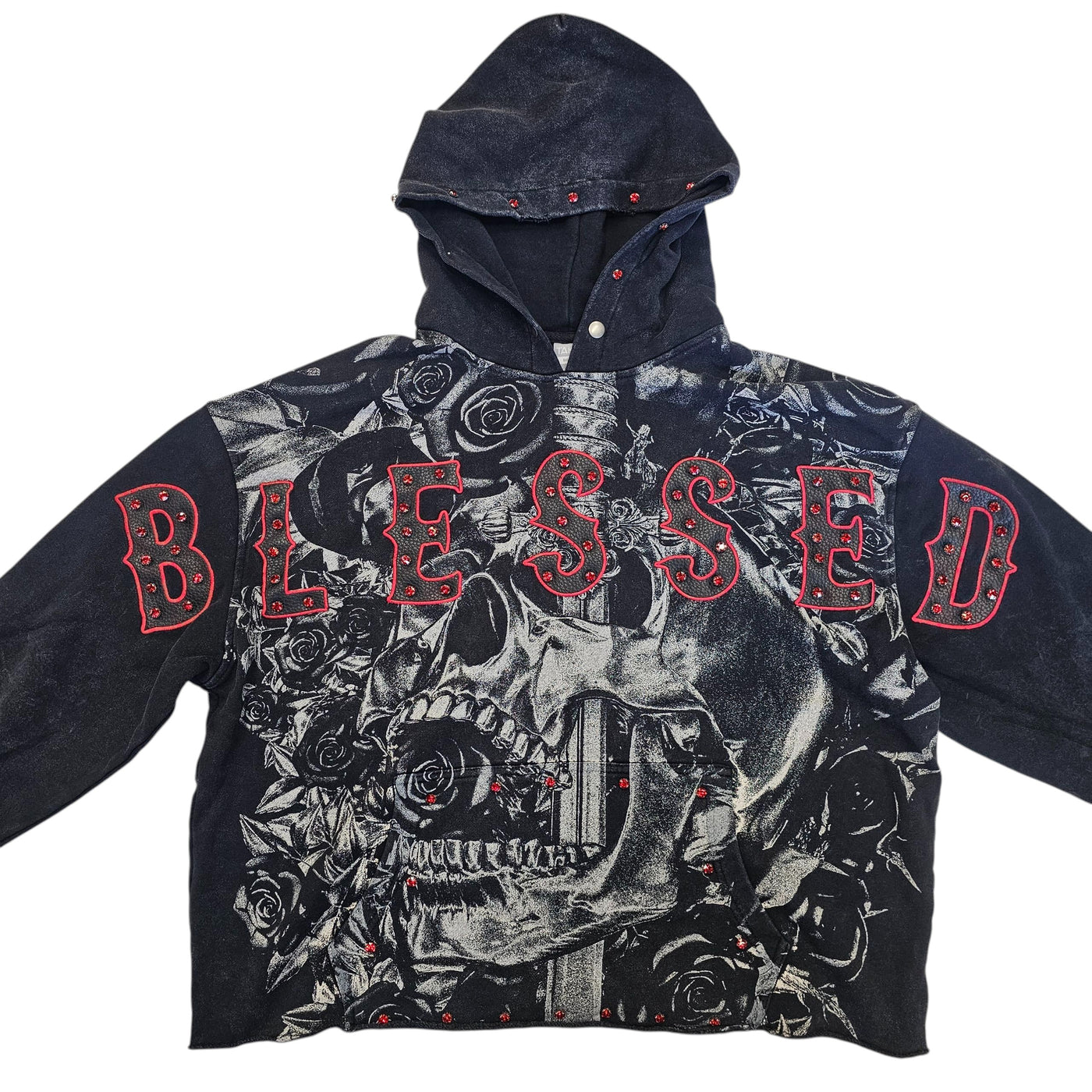 TAKER BLESSED CROPPED OVERSIZED HOODIE BLACK