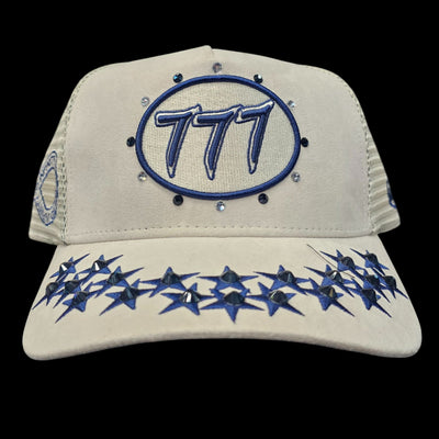 HUDSON SUEDE TRUCKER HAT WITH RHINESTONES CREAM/NAVY
