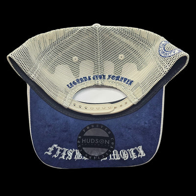 HUDSON SUEDE TRUCKER HAT WITH RHINESTONES CREAM/NAVY