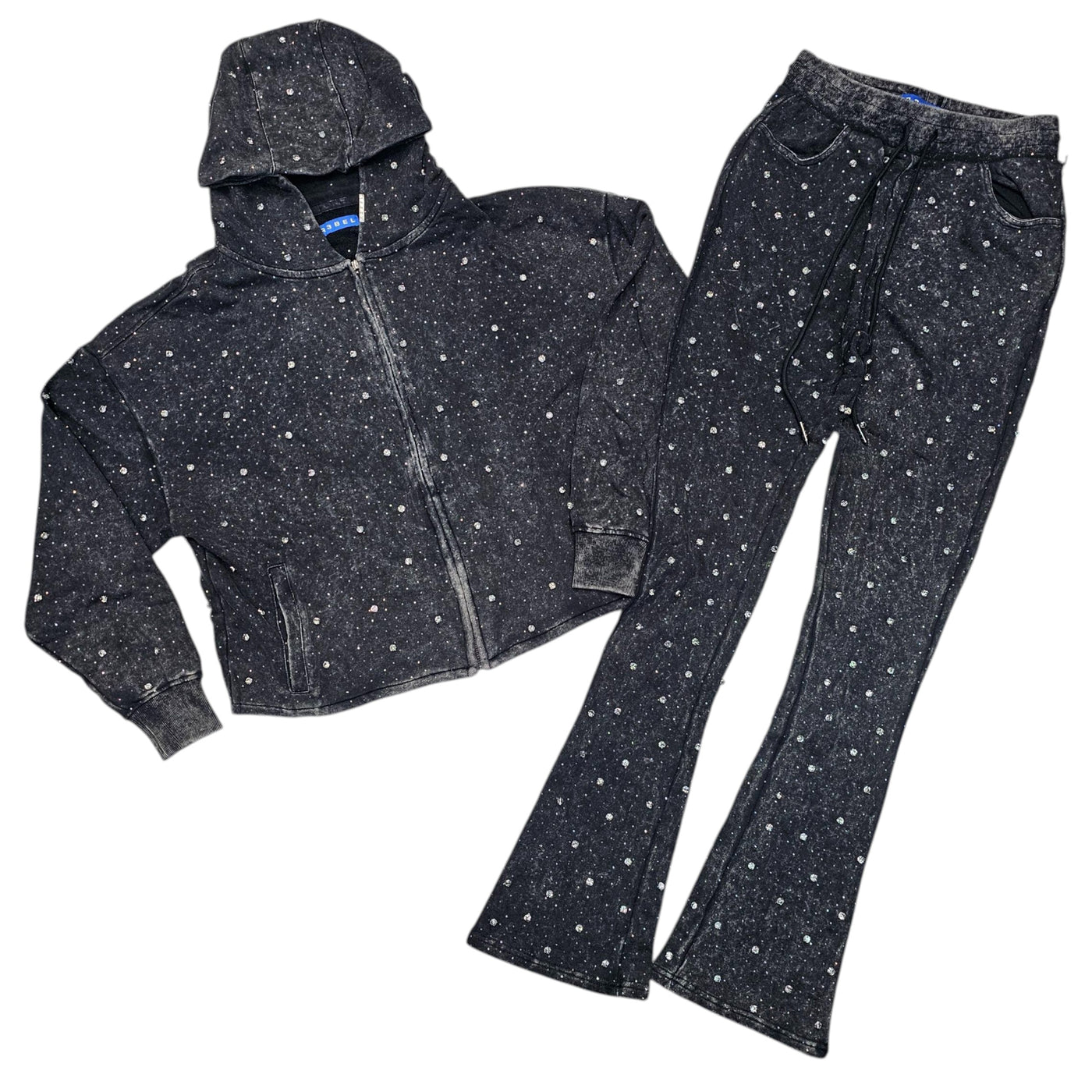 REBEL MEN'S RHINESTONE STACKED SWEATSUIT