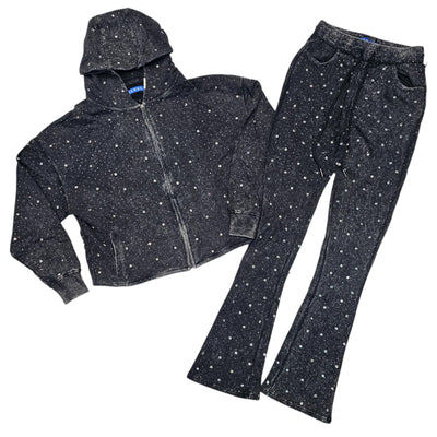 REBEL MEN'S RHINESTONE STACKED SWEATSUIT