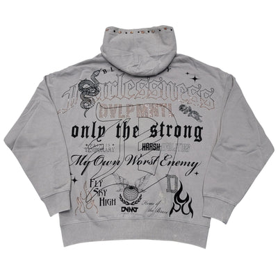 REBEL FEARLESSNESS MENS OVERSIZED HOODIE GREY