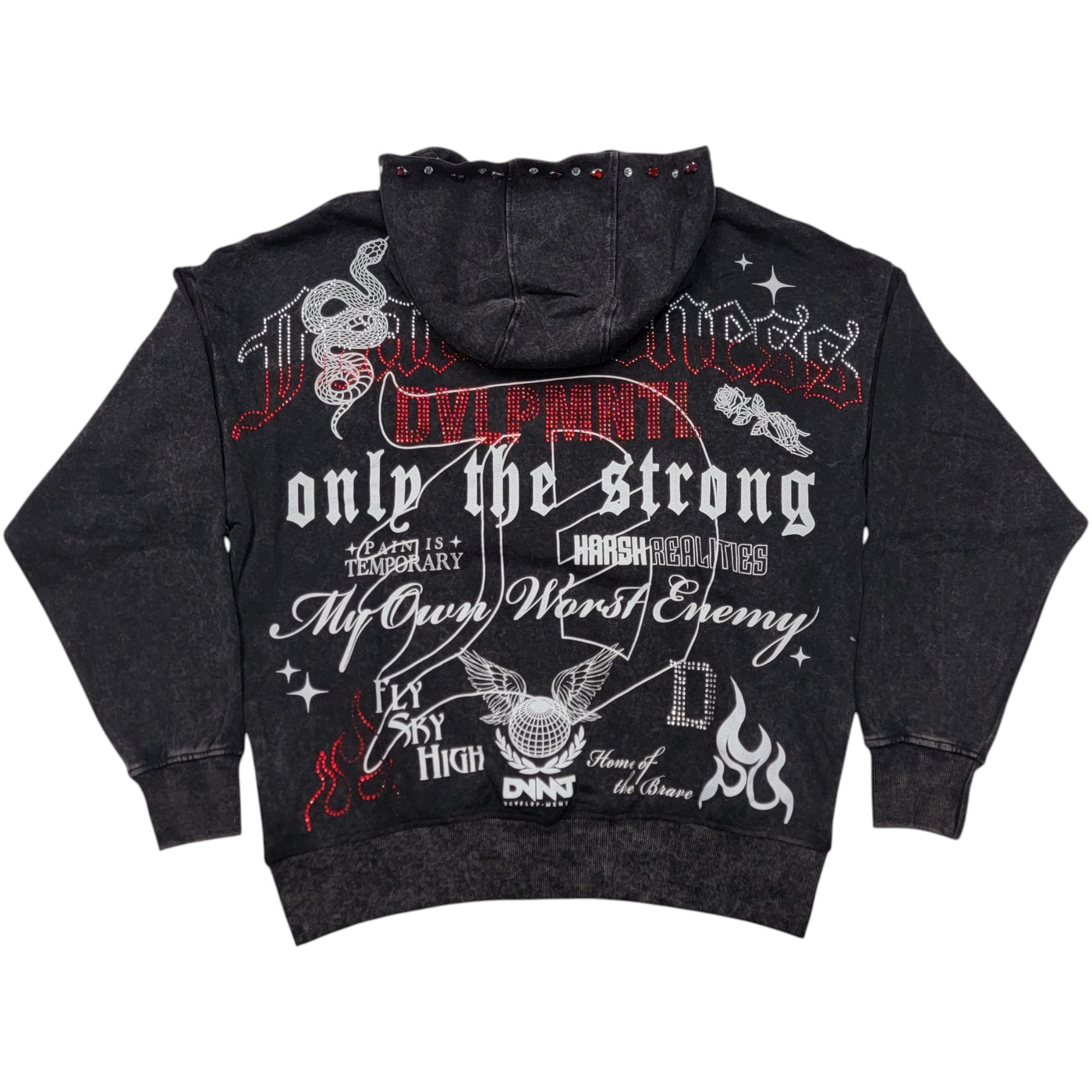 REBEL FEARLESSNESS MENS OVERSIZED HOODIE BLACK