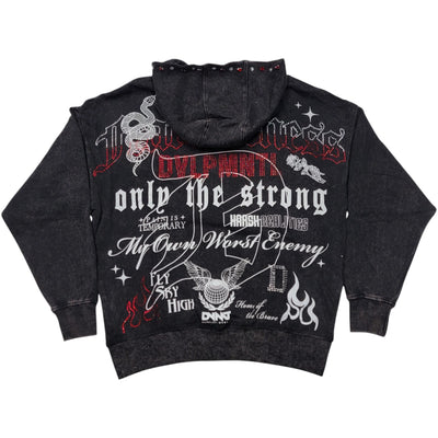 REBEL FEARLESSNESS MENS OVERSIZED HOODIE BLACK