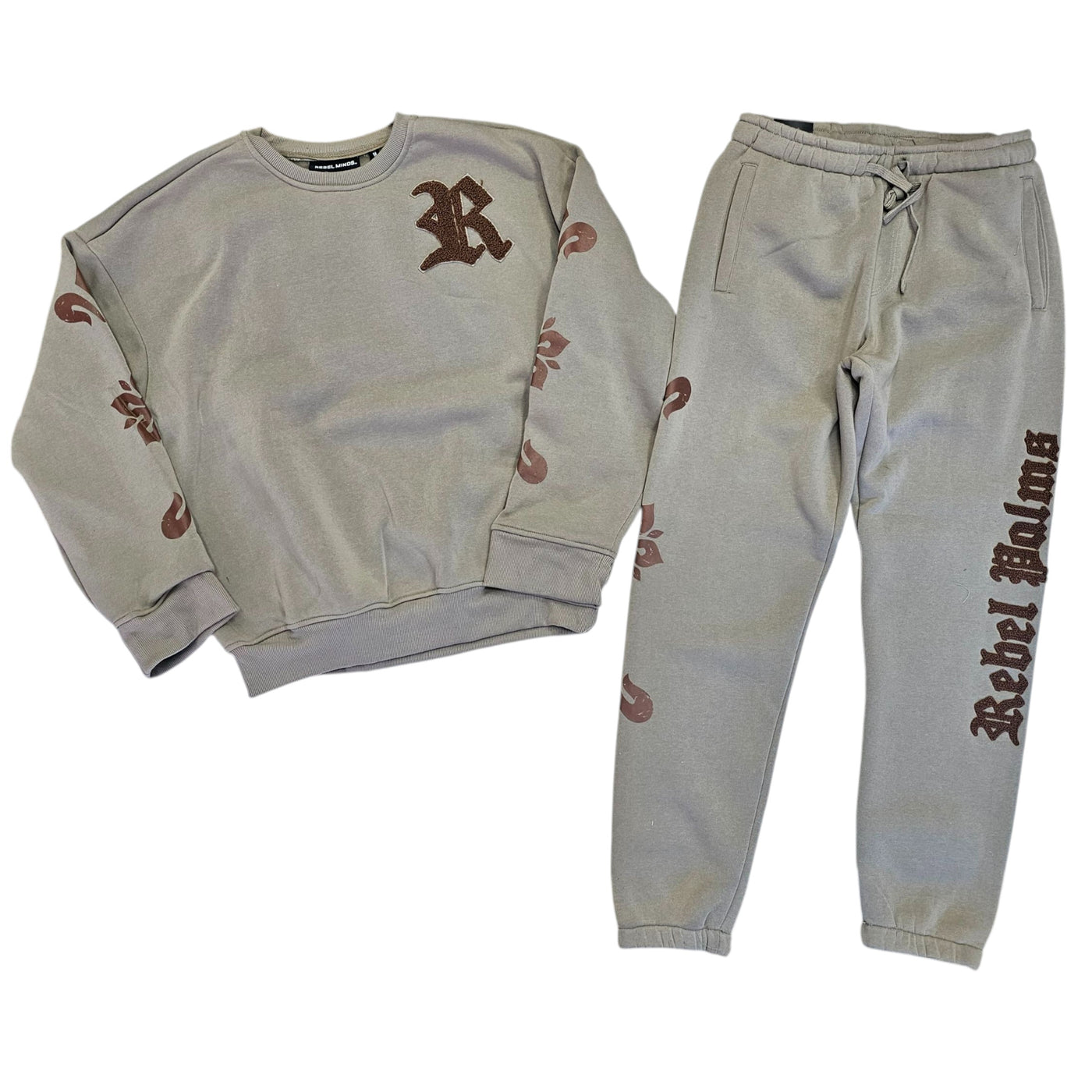 Rebel Palms Crewneck Sweatsuit – Taupe