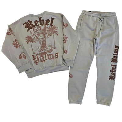 Rebel Palms Crewneck Sweatsuit – Taupe