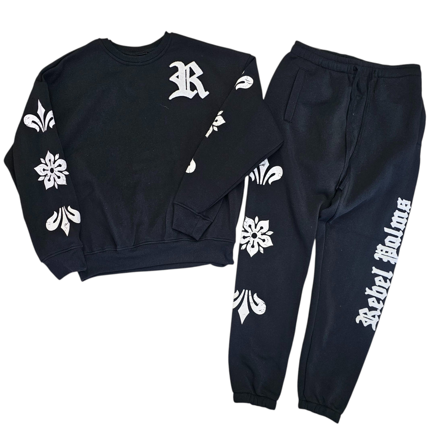 Rebel Palms Crewneck Sweatsuit – Black