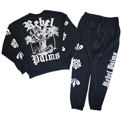 Rebel Palms Crewneck Sweatsuit – Black