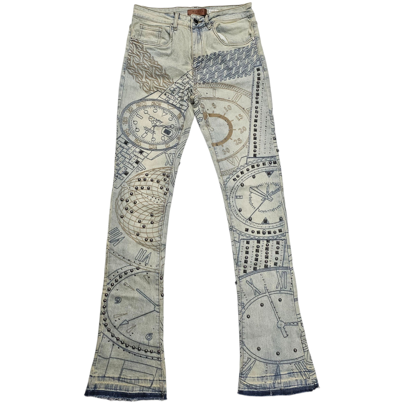 WAIMEA MEN'S STATCKED JEANS STUDS AND CLOCKWORK ANTIQUE BLUE M8504D
