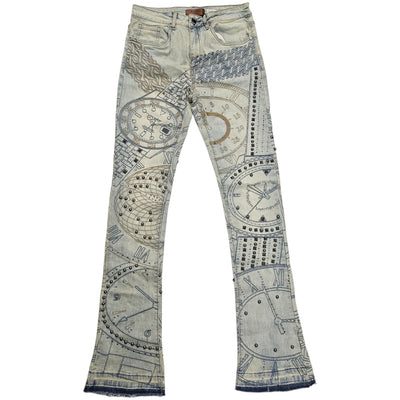 WAIMEA MEN'S STATCKED JEANS STUDS AND CLOCKWORK ANTIQUE BLUE M8504D