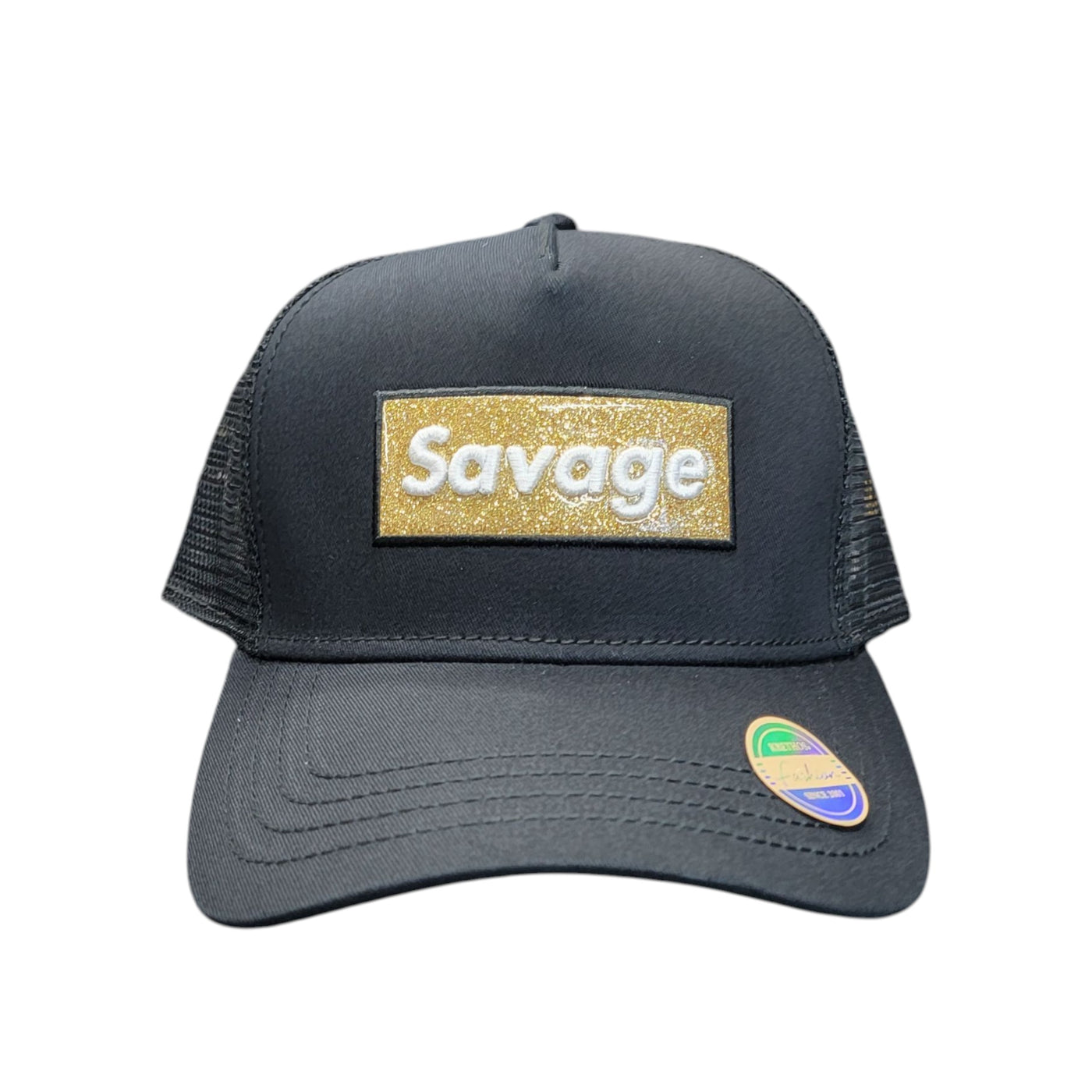 KBETHOS BOX LOGO SAVAGE TRUCKER HAT BLACK/GOLD