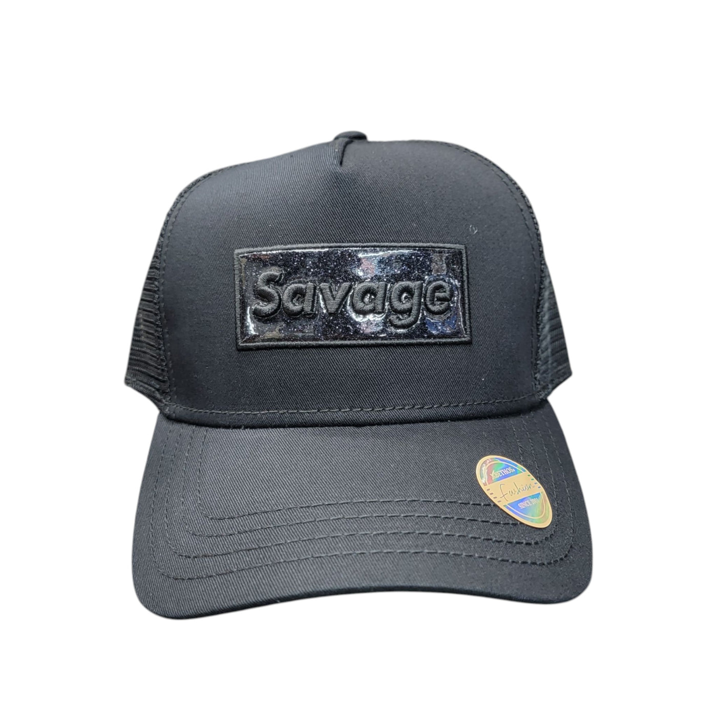 KBETHOS BOX LOGO SAVAGE TRUCKER HAT BLACK