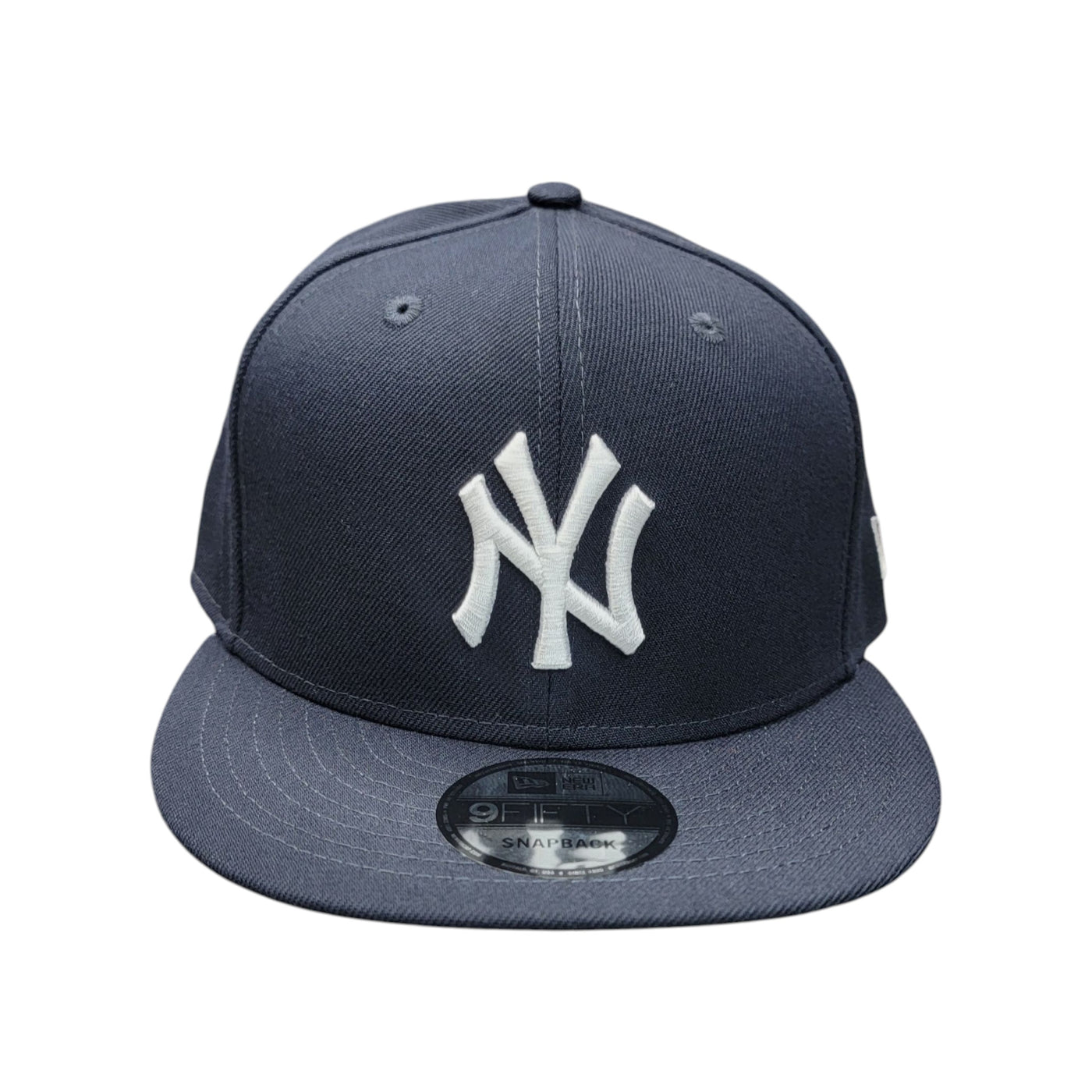 NY SNAPBACK HAT NAVY FLAT BRIM