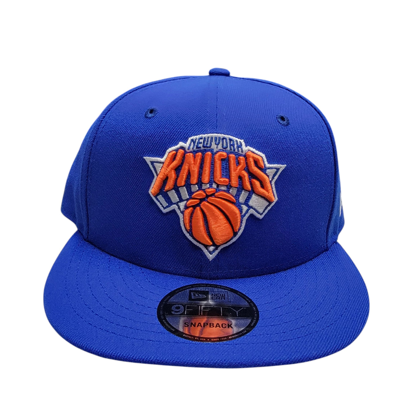 NY KNICKS SNAPBACK HAT ROYAL BLUE FLAT BRIM