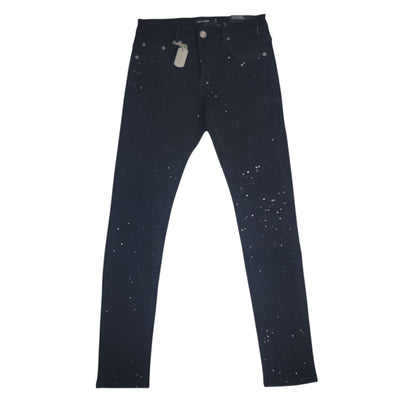 MAX KROME MEN'S SKINNY RHINESTONE JEANS JET BLACK