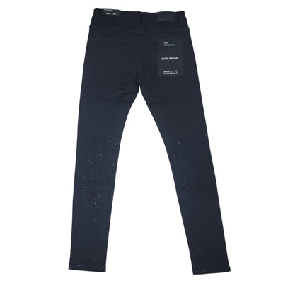 MAX KROME MEN'S SKINNY RHINESTONE JEANS JET BLACK